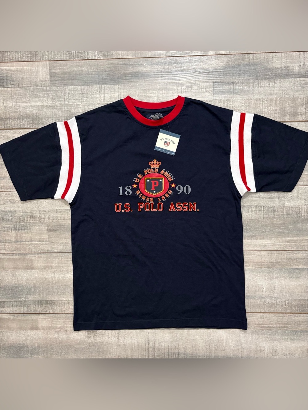 Vtg US Polo Assn Shirt Men’s Large Cotton Dead Stock Crew Short Sleeve Y2K NWT